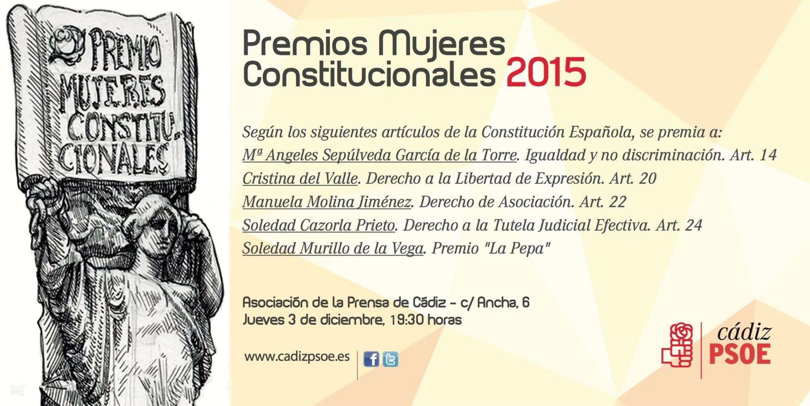 Invitación Premios Mujeres Constitucionales 2015